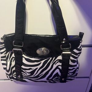 Chateau Black and White Zebra Shoulder Bag